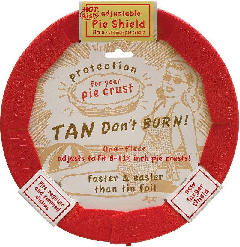 Talisman Designs Adjustable Pie Shield | 8 to 11.5 Inch Rimmed Dishes | Pie Crust Protector I Red - Set of 2 - Image 2